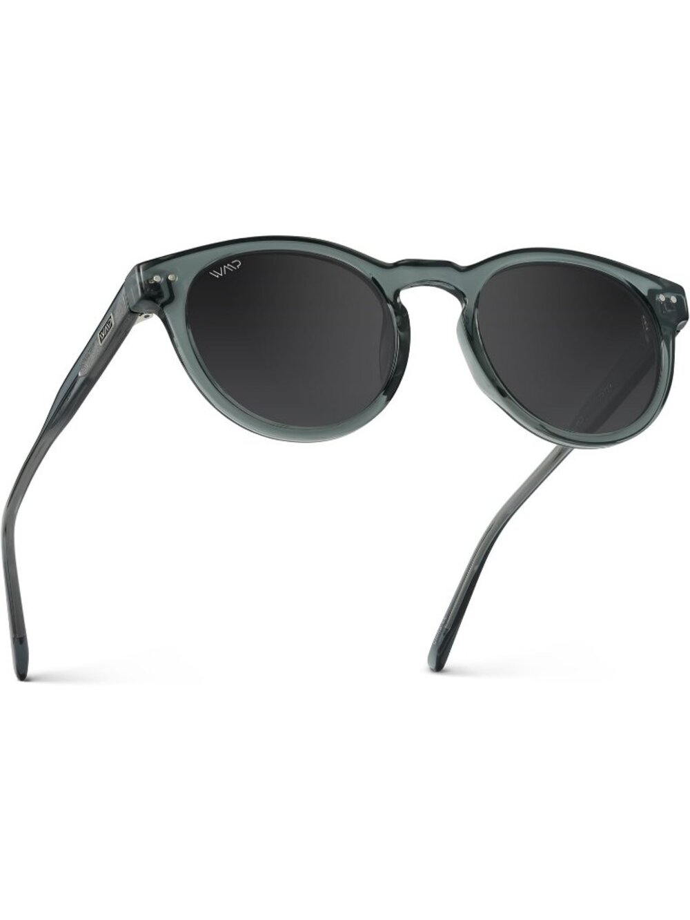 Women's Light Crystal Blue Frame/ Smoke Lens Round Polarized Retro Sunglasses